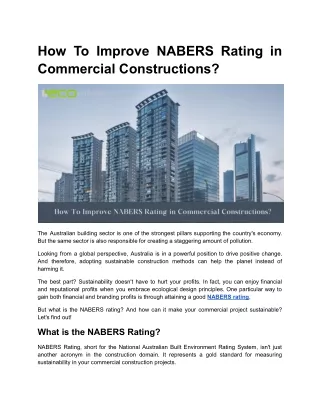 How To Improve NABERS Rating in Commercial Constructions?