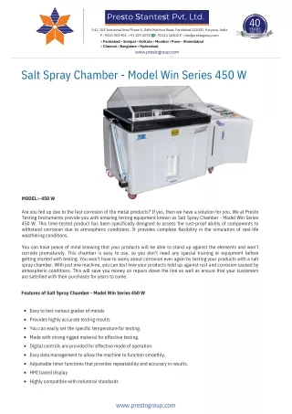 Salt Spray Test Chamber -Best Reputation Manufacturer Presto Group