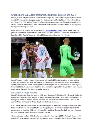 Croatia Euro Cup-A tale of triumphs and trials before Euro 2024