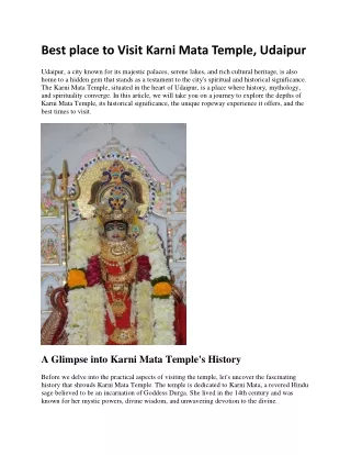 Best place to Visit Karni Mata Temple, Udaipur