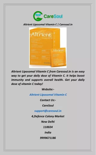 Altrient Liposomal Vitamin C  Caresoul.in