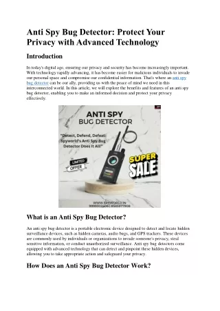 Anti Spy Bug Detector Protect Your Privacy with Advanced Technology