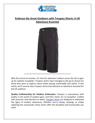 Embrace the Great Outdoors with Trespass Shorts A UK Adventure Essential