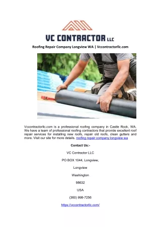 Roofing Repair Company Longview WA | Vccontractorllc.com