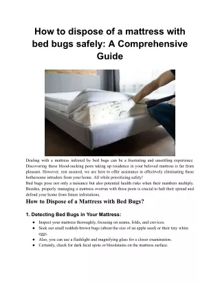 How to dispose of a mattress with bed bugs safely_ A Comprehensive Guide