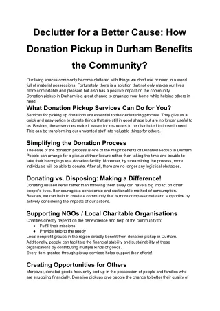 Declutter for a Better Cause_ How Donation Pickup in Durham Benefits the Community