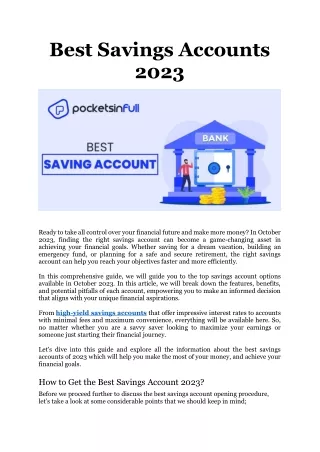 Best Savings Accounts 2023