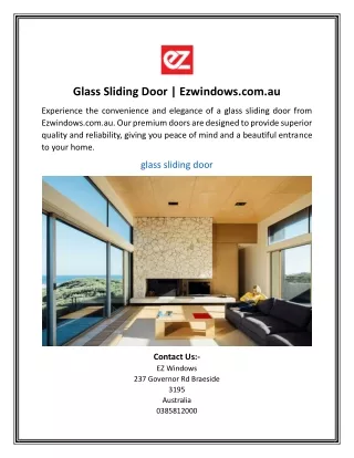 Glass Sliding Door | Ezwindows.com.au