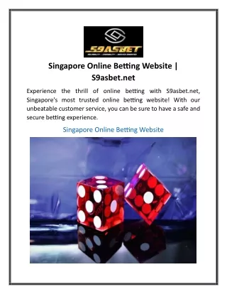 Singapore Online Betting Website