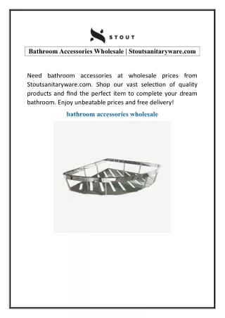 Bathroom Accessories Wholesale  Stoutsanitaryware