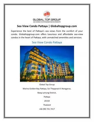 Sea View Condo Pattaya Globaltopgroup.com