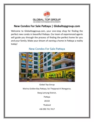 New Condos For Sale Pattaya Globaltopgroup.com