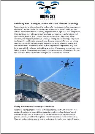 Redefining Roof Cleaning In Toronto: The Dawn of Drone Technology