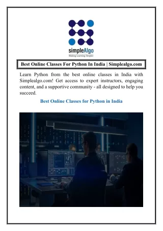 Best Online Classes For Python In India  Simplealgo