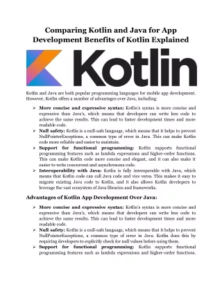 Comparing Kotlin and Java for App Development Benefits of Kotlin Explained