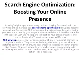 Search Engine Optimization Boosting Your Online Presence