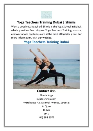 Yoga Teachers Training Dubai  Shimis