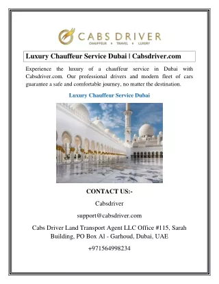 Luxury Chauffeur Service Dubai  Cabsdriver