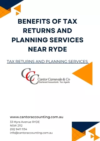 Benefits of Tax Returns and Planning Services Near Ryde