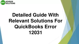 Best Way To Deal With QuickBooks Error 12031
