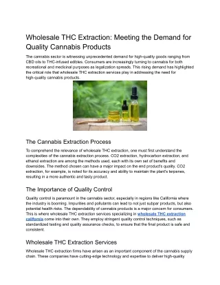 Wholesale THC Extraction_ Meeting the Demand for Quality Cannabis Products