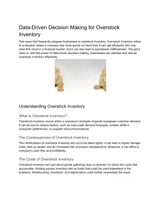 Data-Driven Decision Making for Overstock Inventory