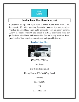 London Limo Hire  Lux-limo.co.uk