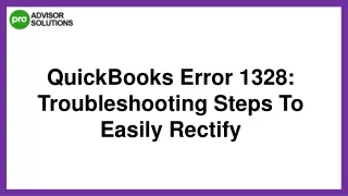 Best Way To Deal With QuickBooks Error 1328