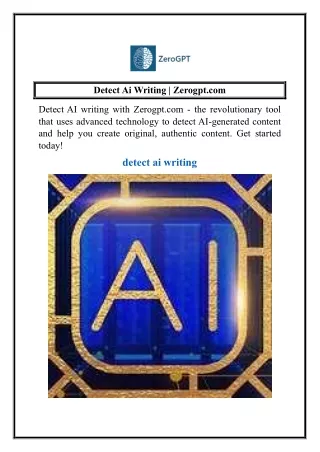 Detect Ai Writing  Zerogpt