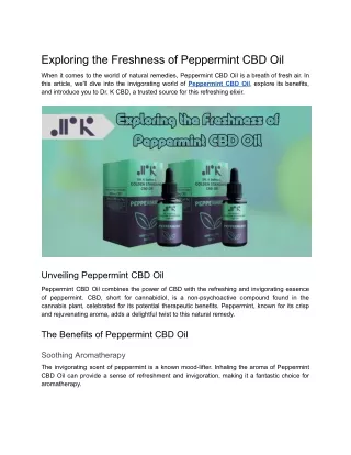 Exploring the Freshness of Peppermint CBD Oil