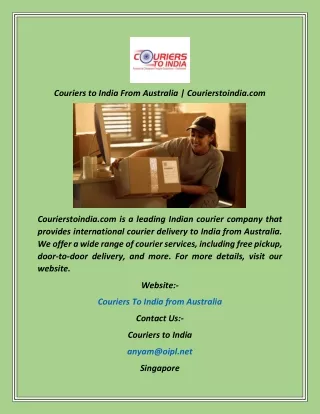 Couriers to India From Australia  Courierstoindia