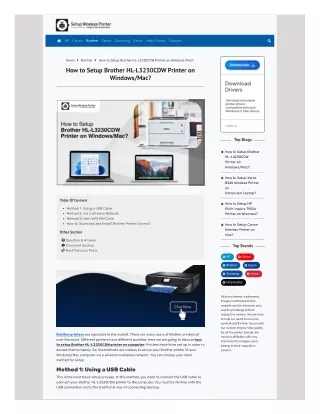 How to Setup Brother HL-L3230CDW Printer on Windows/Mac?