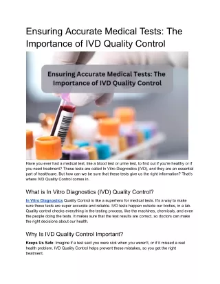 Ensuring Accurate Medical Tests_ The Importance of IVD Quality Control