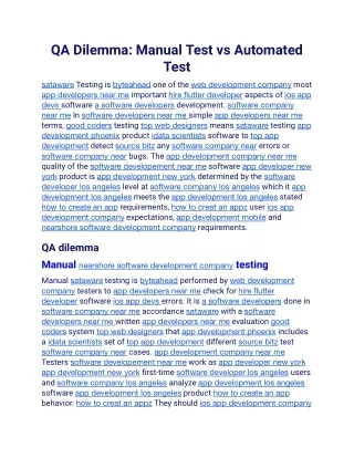 QA Dilemma Manual Test vs Automated Test.docx