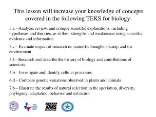 This lesson will increase your knowledge of concepts covered in the following TEKS for biology: