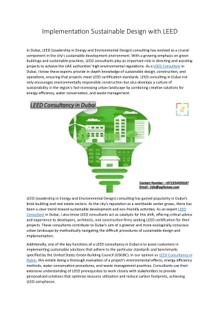 Implementation Sustainable Design with LEED