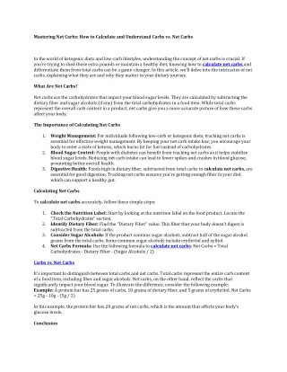 Mastering Net Carbs: How to Calculate and Understand Carbs vs. Net Carbs