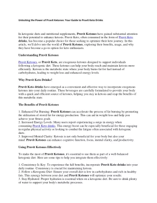 Unlocking the Power of Pruvit Ketones: Your Guide to Pruvit Keto Drinks