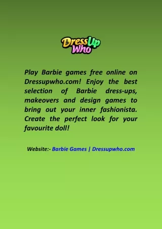 Barbie Games  Dressupwho com