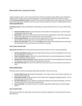 Mastering Net Carbs: A Comprehensive Guide