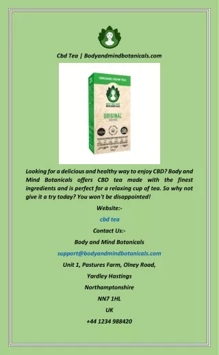 Cbd Tea  Bodyandmindbotanicals