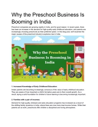 Why the Preschool Business Is Booming in India