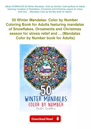 eBook DOWNLOAD 50 Winter Mandalas Color by Number Coloring Book for Adults featu