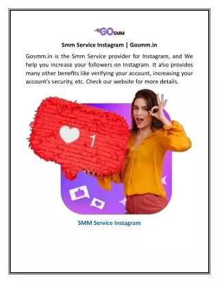 Smm Service Instagram | Gosmm.in