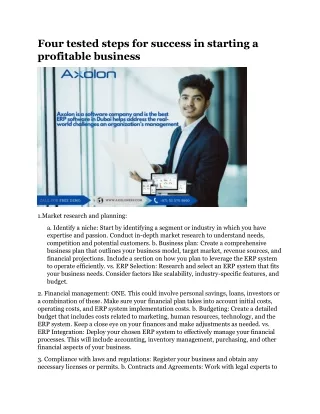 Four tested steps for success in starting a profitable business