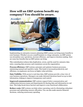 How will an ERP system benefit my company You should be aware