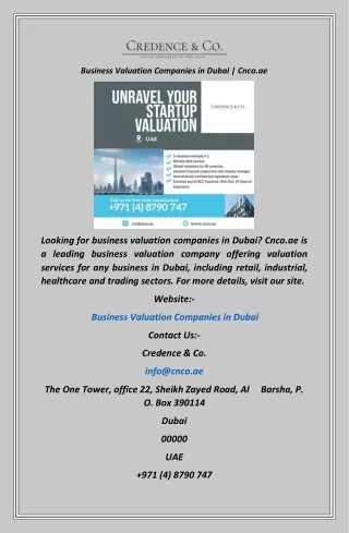 Business Valuation Companies in Dubai  Cnco.ae