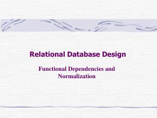 Relational Database Design