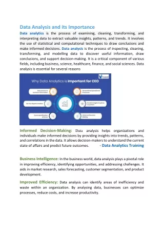 Data Analysis and its Importance