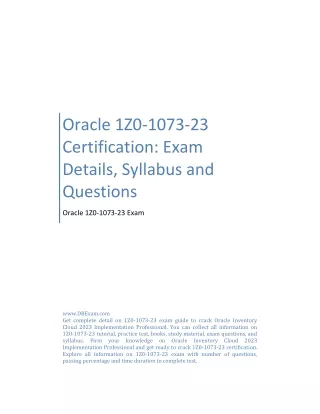 Oracle 1Z0-1073-23 Certification: Exam Details, Syllabus and Questions